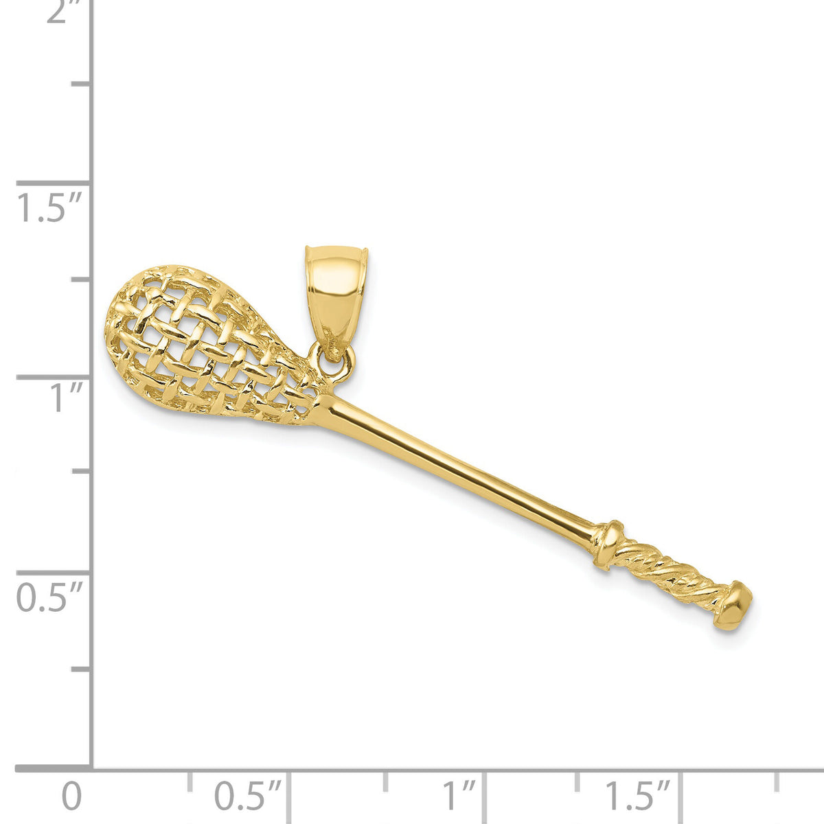 10K Solid Polished 3-D Lacrosse Stick Pendant-10C2629