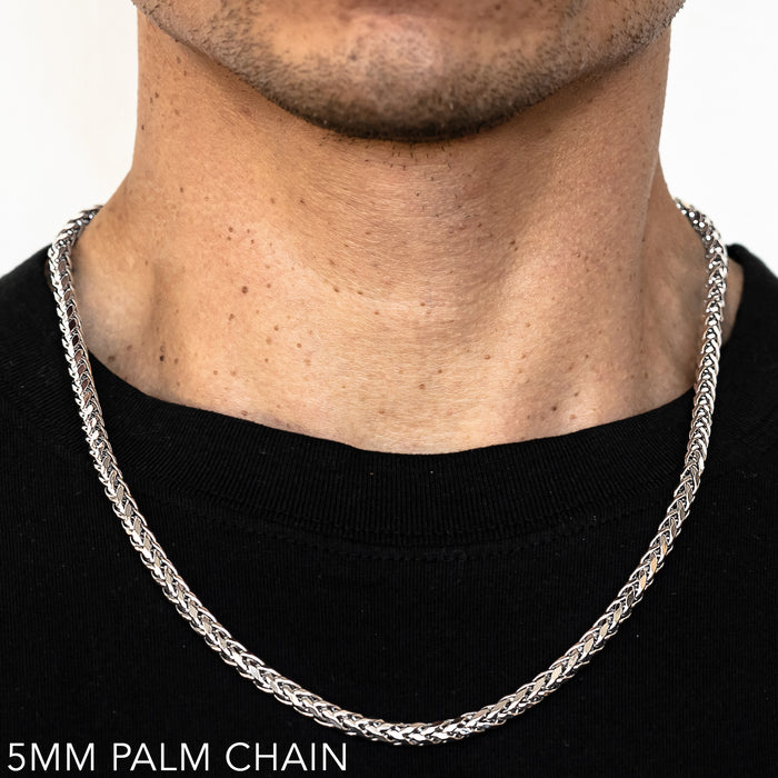 14K 5MM WHITE GOLD PALM 28" CHAIN NECKLACE (AVAILABLE IN LENGTHS 7" - 30")