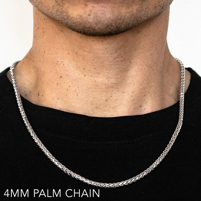 14K 4MM WHITE GOLD PALM 16" CHAIN NECKLACE (AVAILABLE IN LENGTHS 7" - 30")