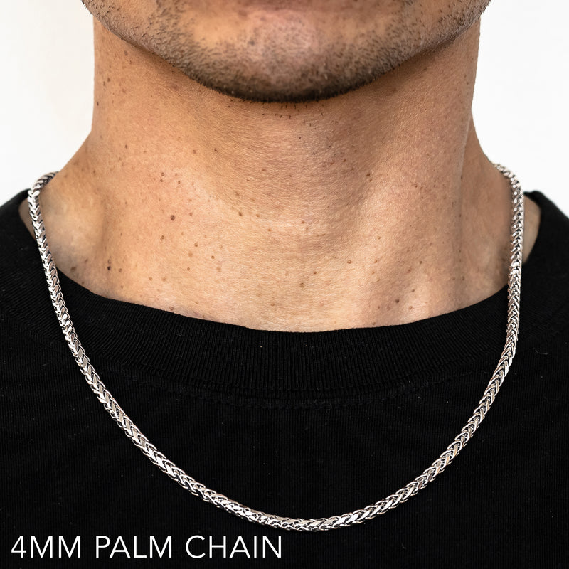 14K 4MM WHITE GOLD PALM 20" CHAIN NECKLACE (AVAILABLE IN LENGTHS 7" - 30")