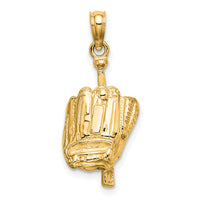 10K Polished 3-D Glove/Bat/Ball Baseball Pendant-10C2656