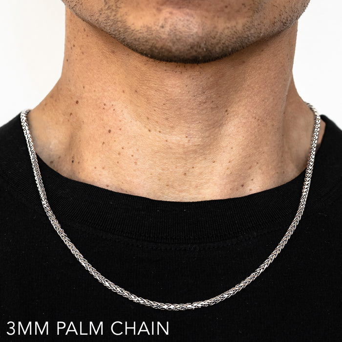 14K 3MM WHITE GOLD PALM 28" CHAIN NECKLACE (AVAILABLE IN LENGTHS 7" - 30")