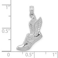 10k White Gold Polished Running Shoe Pendant-10C2660W