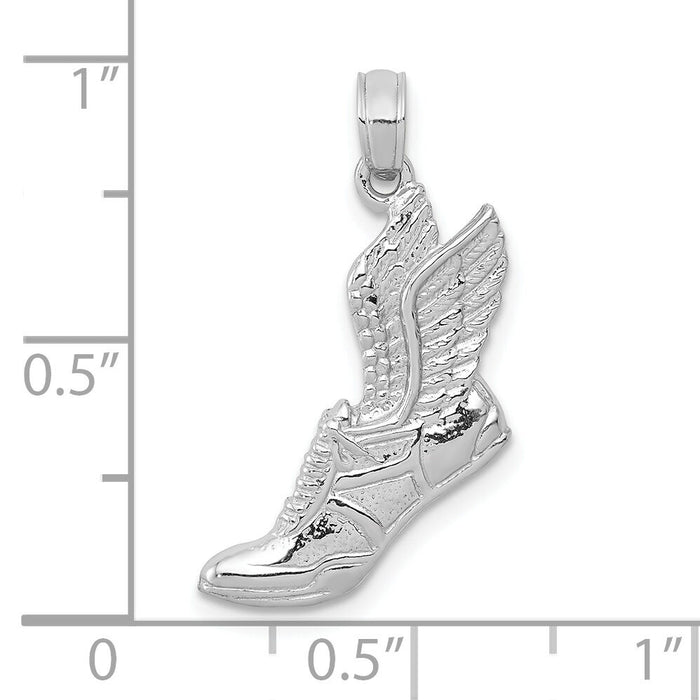 10k White Gold Polished Running Shoe Pendant-10C2660W