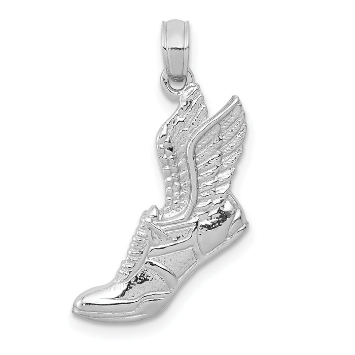 10k White Gold Polished Running Shoe Pendant-10C2660W