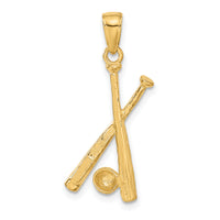10K Polished Open-Backed Bats and Baseball Pendant-10C2662