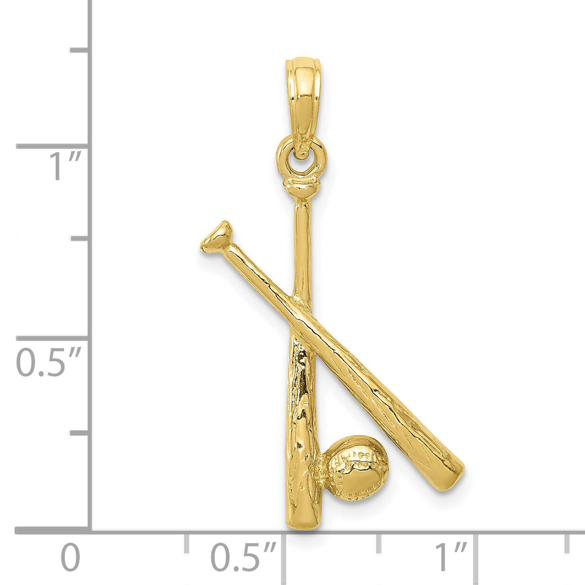 10K Polished Open-Backed Bats and Baseball Pendant-10C2662