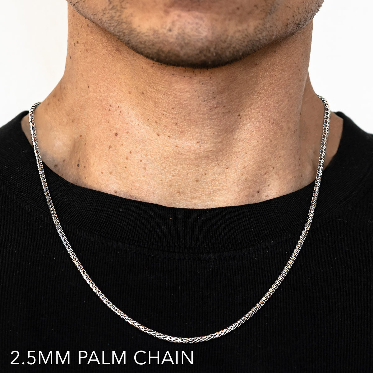 14K 2.5MM WHITE GOLD PALM 28" CHAIN NECKLACE (AVAILABLE IN LENGTHS 7" - 30")