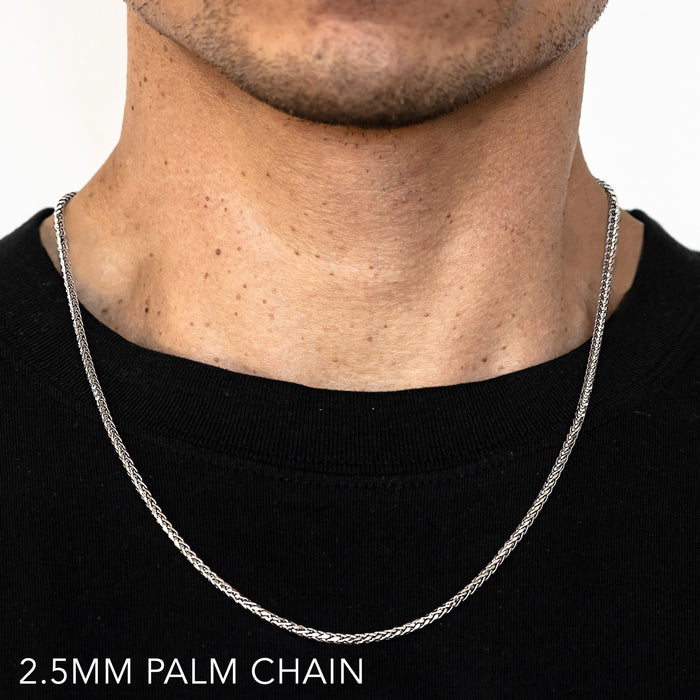 14K 2.5MM WHITE GOLD PALM 30" CHAIN NECKLACE (AVAILABLE IN LENGTHS 7" - 30")