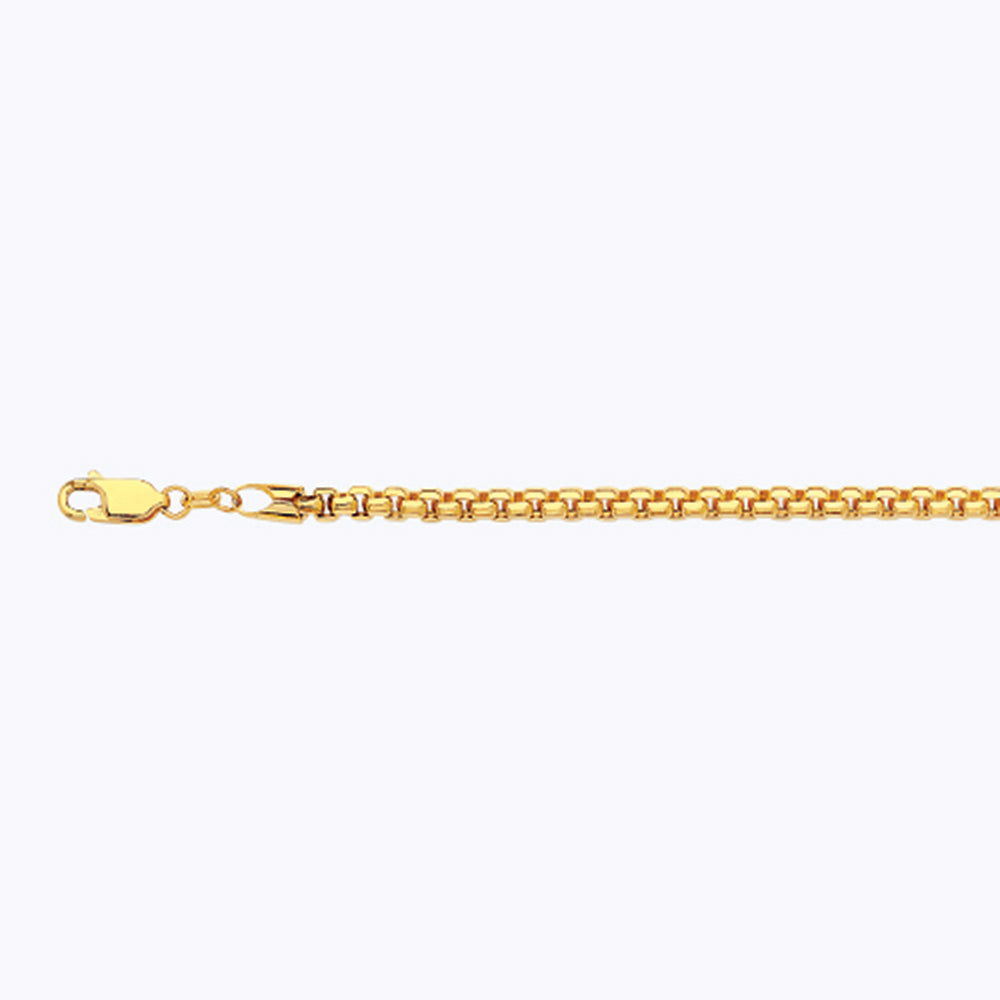 14K 3.5MM YELLOW GOLD VENETIAN BOX 9" CHAIN BRACELET (AVAILABLE IN LENGTHS 7" - 30")