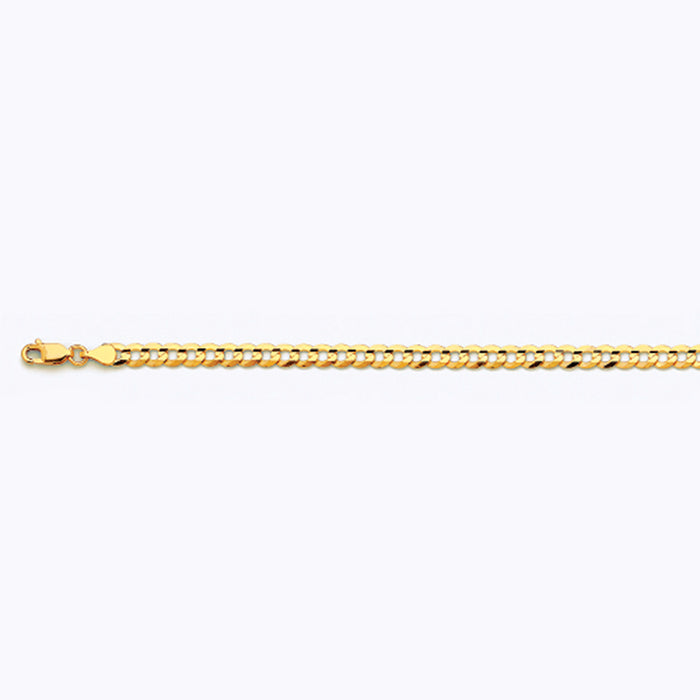 14K 4.5MM YELLOW GOLD SOLID CURB 8" CHAIN BRACELET (AVAILABLE IN LENGTHS 7" - 30")