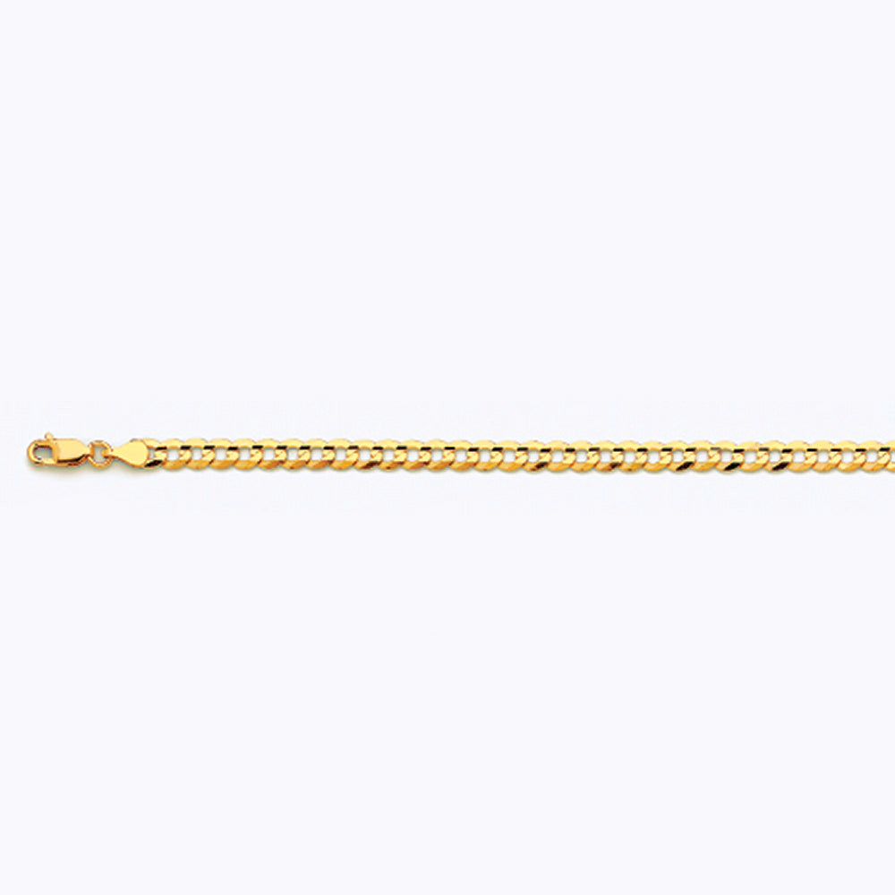 14K 4.5MM YELLOW GOLD SOLID CURB 7.5" CHAIN BRACELET (AVAILABLE IN LENGTHS 7" - 30")