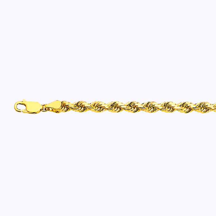 10K 5MM YELLOW GOLD SOLID DC ROPE 20" CHAIN NECKLACE (AVAILABLE IN LENGTHS 7" - 30")