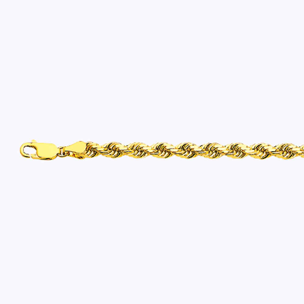 18K 5MM YELLOW GOLD SOLID DC ROPE 28" CHAIN NECKLACE (AVAILABLE IN LENGTHS 7" - 30")