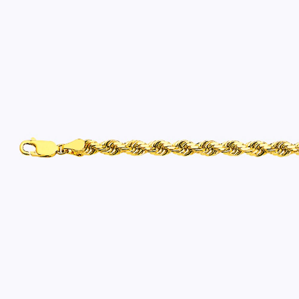 14K 5MM YELLOW GOLD SOLID DC ROPE 28" CHAIN NECKLACE (AVAILABLE IN LENGTHS 7" - 30")