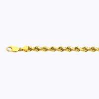 14K 5MM YELLOW GOLD SOLID DC ROPE 28" CHAIN NECKLACE (AVAILABLE IN LENGTHS 7" - 30")