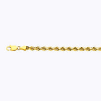 14K 3.5MM YELLOW GOLD SOLID DC ROPE 30" CHAIN NECKLACE (AVAILABLE IN LENGTHS 7" - 30")