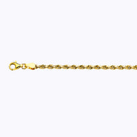10K 3MM YELLOW GOLD SOLID DC ROPE 20" CHAIN NECKLACE (AVAILABLE IN LENGTHS 7" - 30")