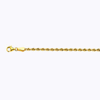 10K 2.5MM YELLOW GOLD SOLID DC ROPE 22" CHAIN NECKLACE (AVAILABLE IN LENGTHS 7" - 30")