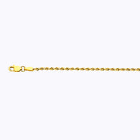 10K 2MM YELLOW GOLD SOLID DC ROPE 26" CHAIN NECKLACE (AVAILABLE IN LENGTHS 7" - 30")