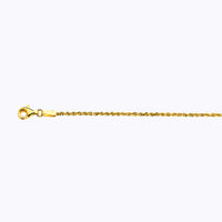 18K 1.5MM YELLOW GOLD SOLID DC ROPE 26" CHAIN NECKLACE (AVAILABLE IN LENGTHS 7" - 30")