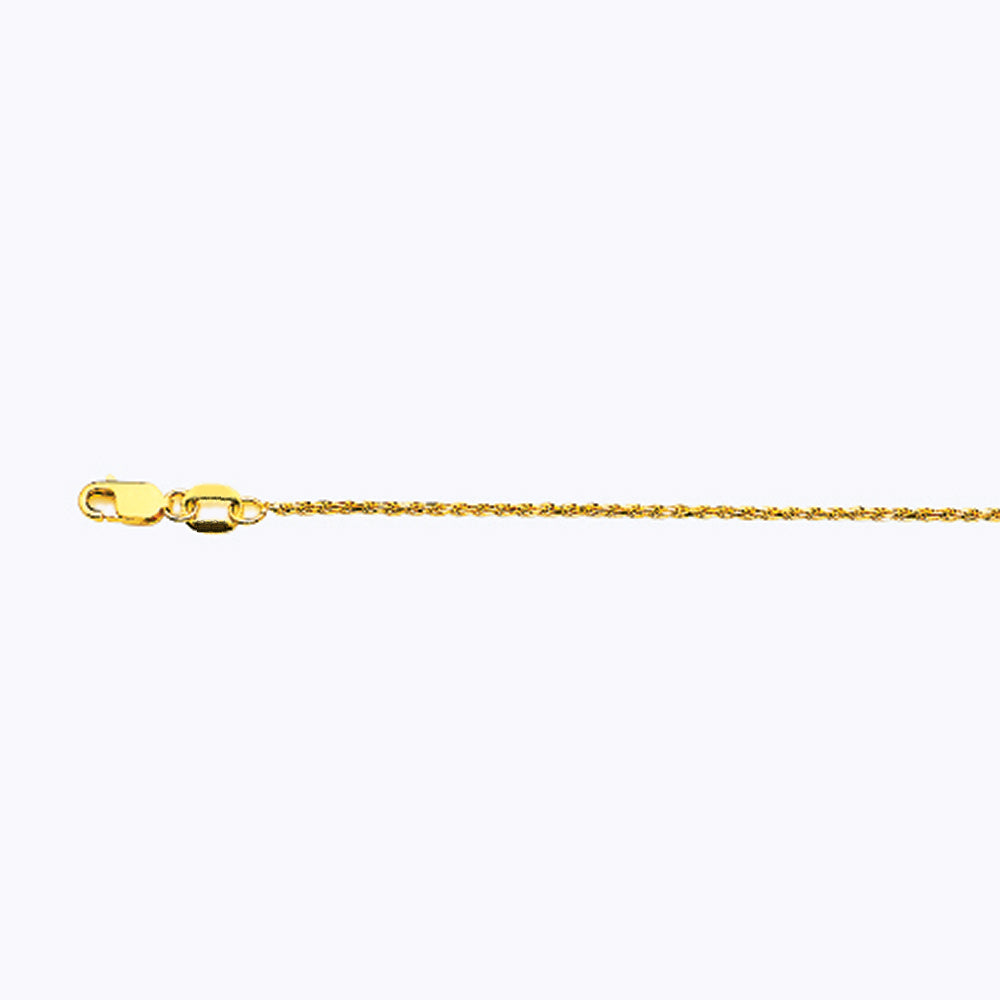 10K 1MM YELLOW GOLD SOLID DC ROPE 7.5" CHAIN BRACELET (AVAILABLE IN LENGTHS 7" - 30")