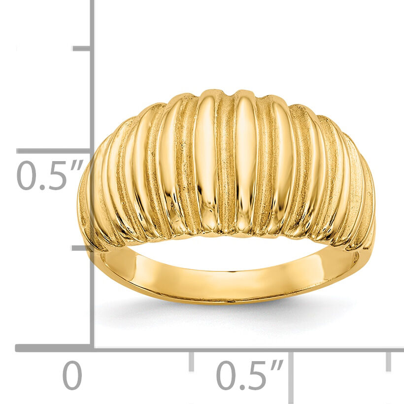 10k High Polished Ribbed Dome Ring-10C2873