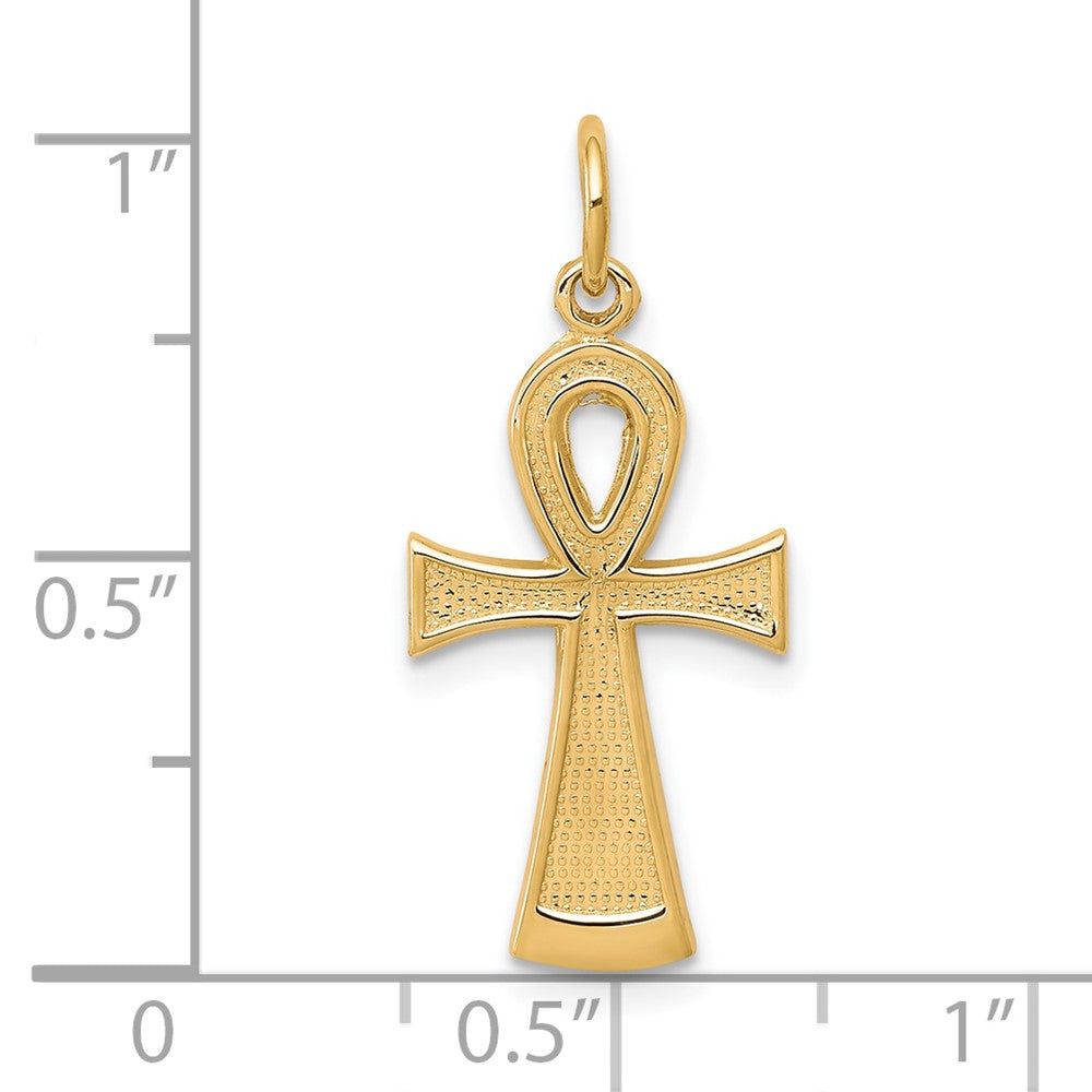 10k Solid Flat-Backed Ankh/Egyptian Cross Pendant-10C288