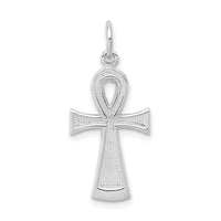 10k White Gold Solid Flat-Backed Ankh/Egyptian Cross Pendant-10C288W