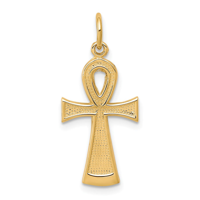 10k Solid Flat-Backed Ankh/Egyptian Cross Pendant-10C288