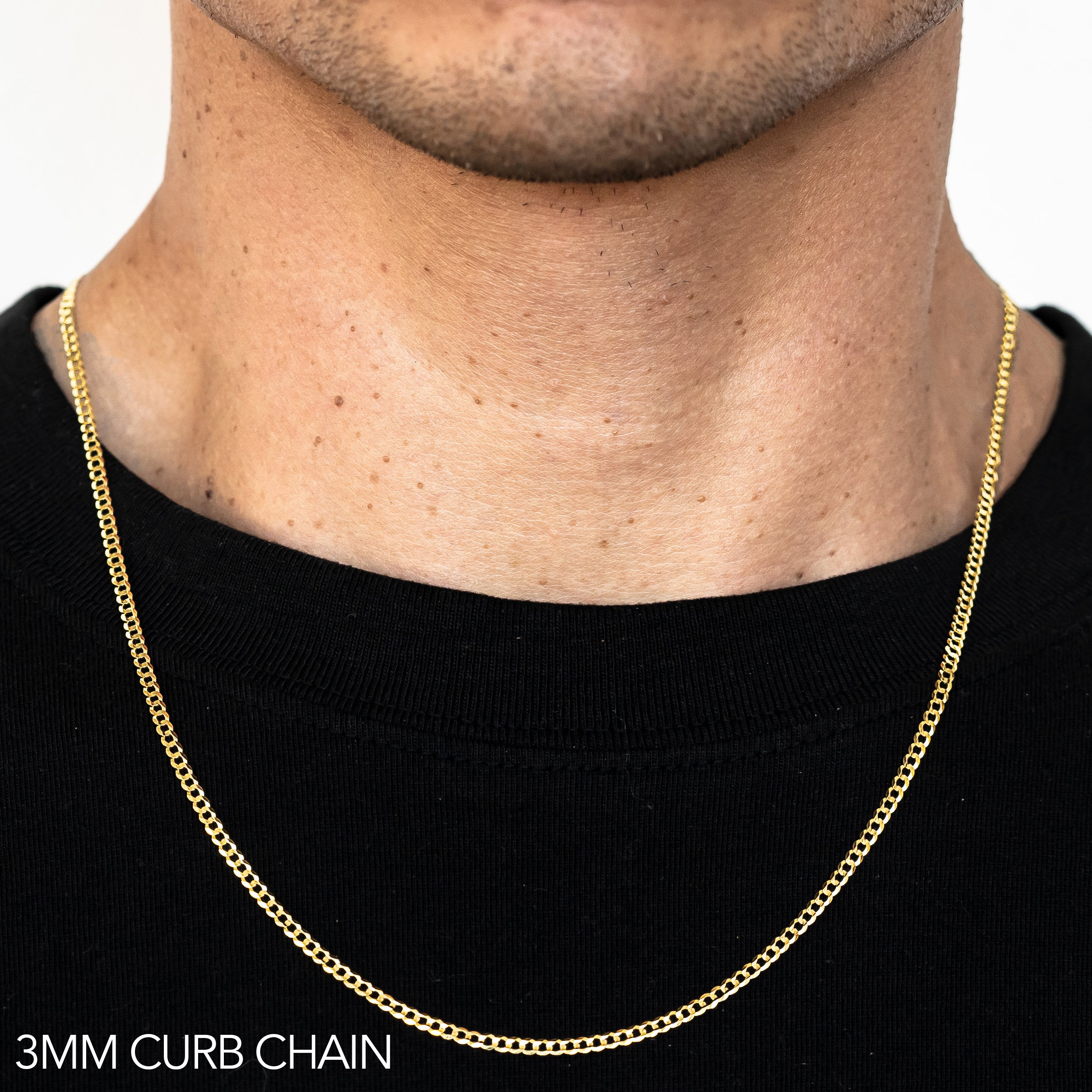 10K 3MM YELLOW GOLD SOLID CURB 16