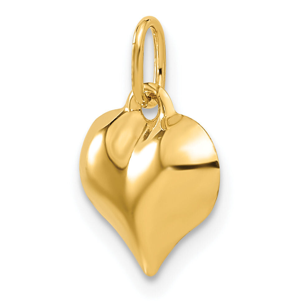 10K Polished 3-D Heart Pendant-10C2907