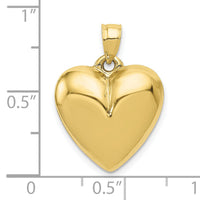 10K Polished 3-D Heart Pendant-10C2911