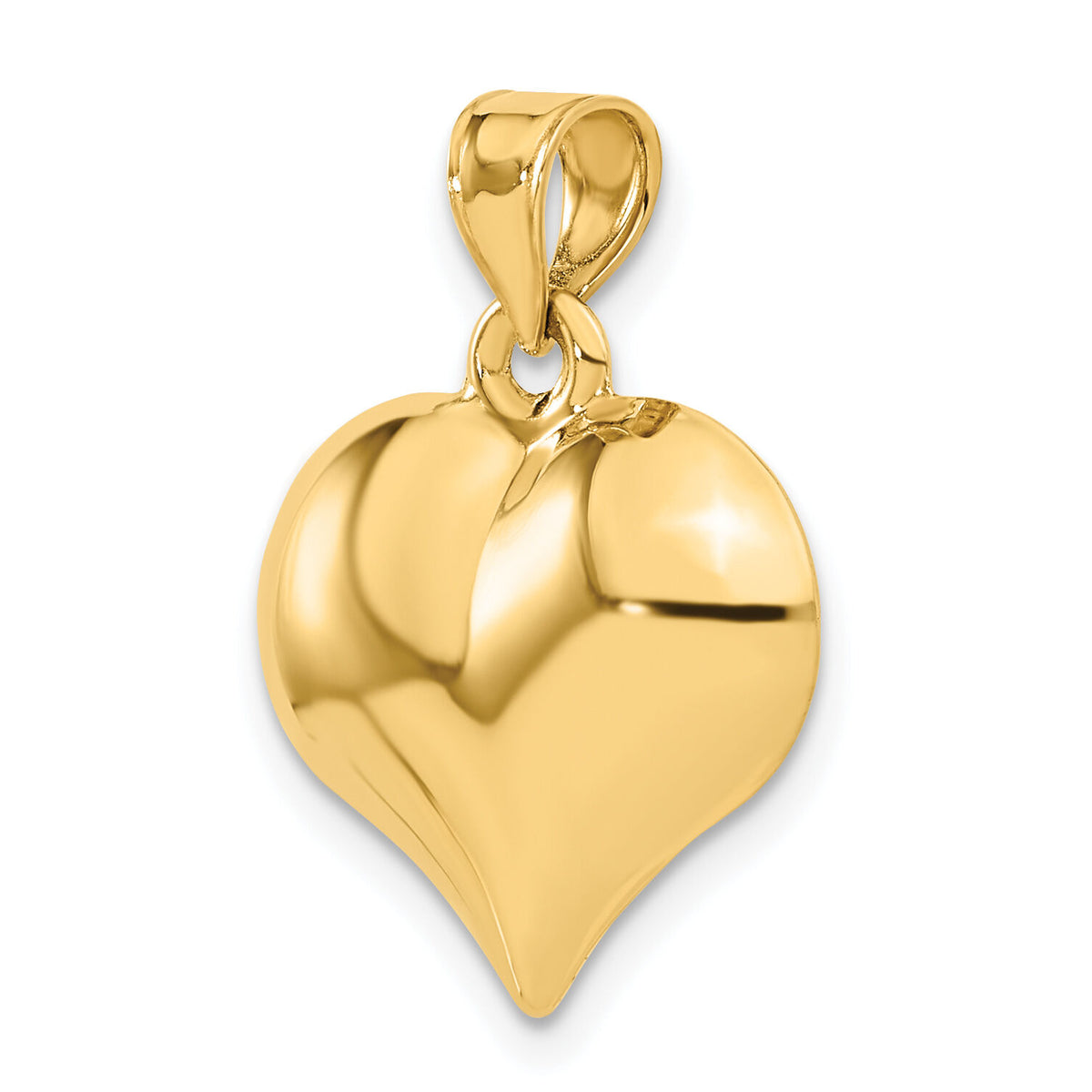 10K Polished 3-D Heart Pendant-10C2912
