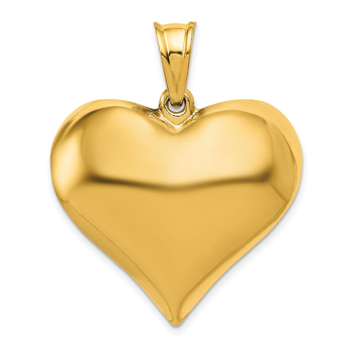 10K Polished 3-D Heart Pendant-10C2914
