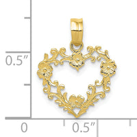 10K Polished Floral Border Heart Pendant-10C2922