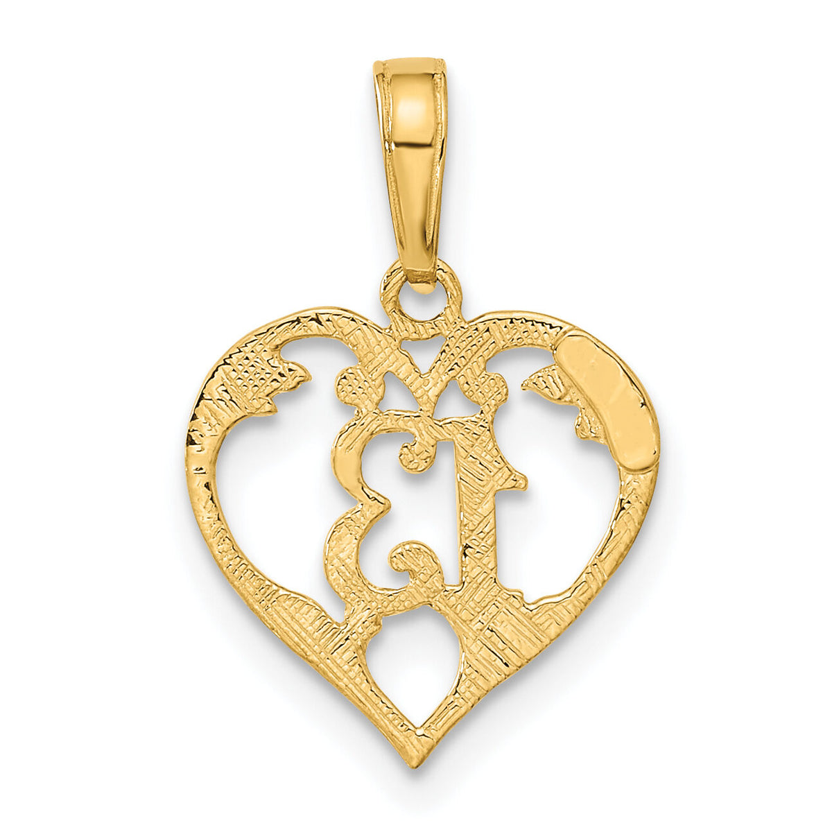 10k 13 in Heart Cut-out Pendant-10C2953