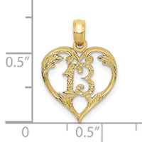 10k 13 in Heart Cut-out Pendant-10C2953