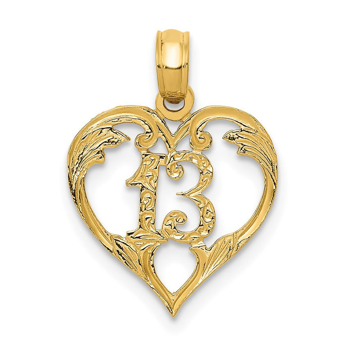 10k 13 in Heart Cut-out Pendant-10C2953