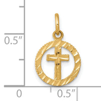 10k Solid Flat-Backed Cross in Circle for Eternal Life Charm-10C296