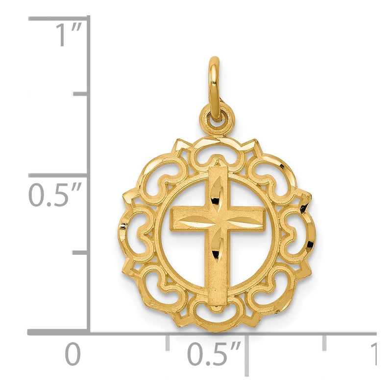 10K Cross In Frame Charm-10C297