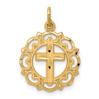 10K Cross In Frame Charm-10C297