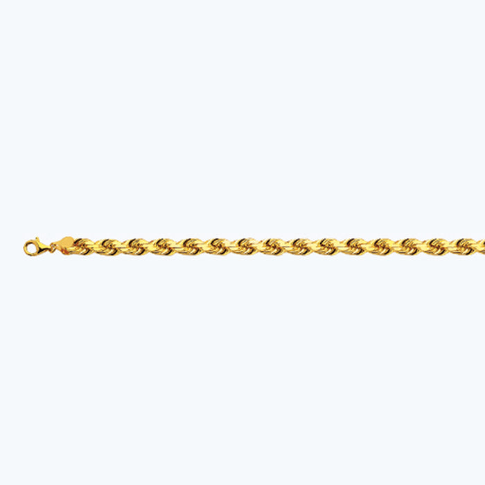 18K 8MM YELLOW GOLD SOLID DC ROPE 8" CHAIN BRACELET (AVAILABLE IN LENGTHS 7" - 30")