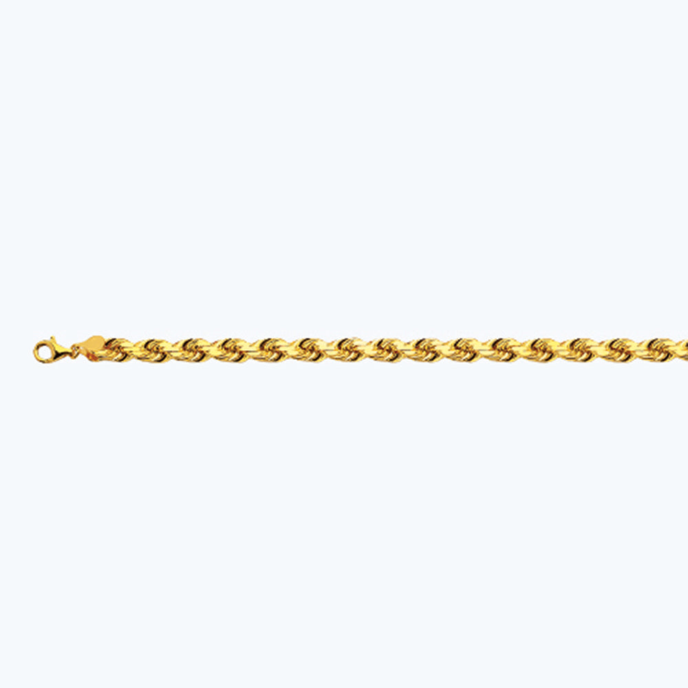 18K 8MM YELLOW GOLD SOLID DC ROPE 9" CHAIN BRACELET (AVAILABLE IN LENGTHS 7" - 30")