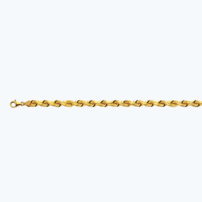 18K 7MM YELLOW GOLD SOLID DC ROPE 7" CHAIN BRACELET (AVAILABLE IN LENGTHS 7" - 30")
