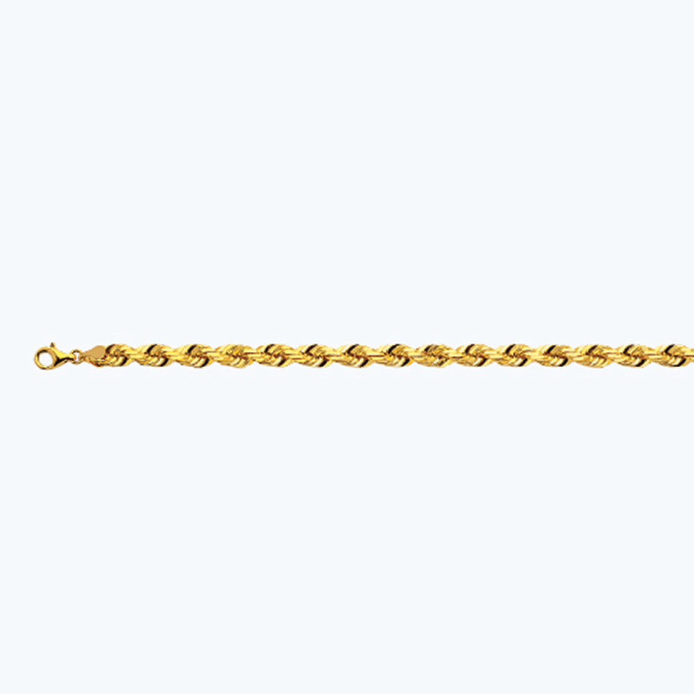18K 7MM YELLOW GOLD SOLID DC ROPE 9" CHAIN BRACELET (AVAILABLE IN LENGTHS 7" - 30")