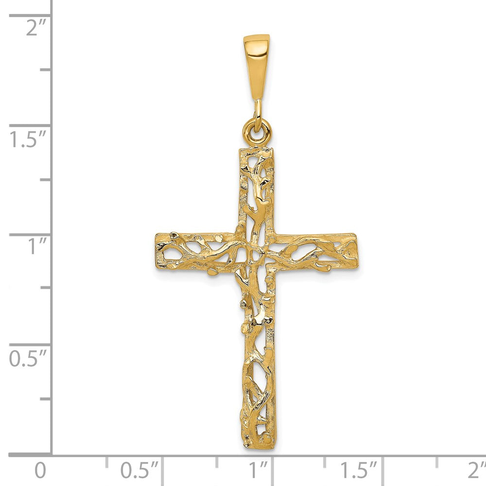 10k Satin Polished Antiqued Cross Pendant-10C303