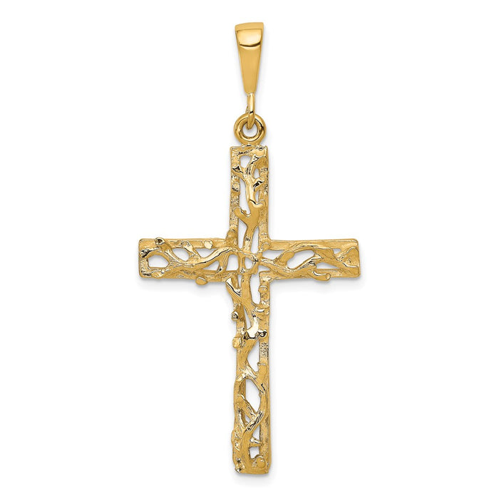 10k Satin Polished Antiqued Cross Pendant-10C303