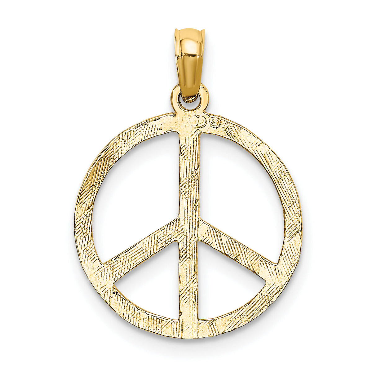 10k Textured Peace Sign Pendant-10C3053