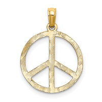 10k Textured Peace Sign Pendant-10C3053